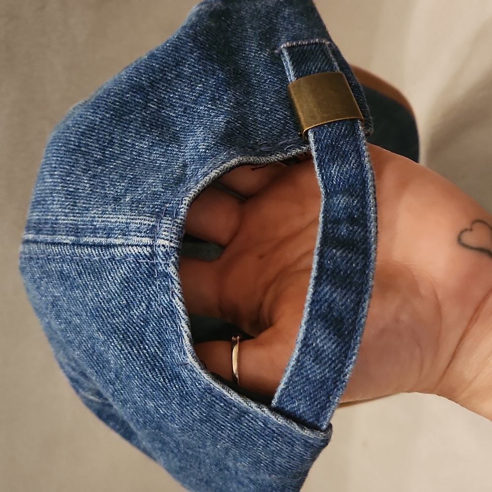 Vintage 90s Cobra Caps Blank Denim & Suede Brim Dad Hat - Unstructured Strapback - Picture 3 of 6